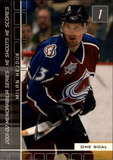 2001-02 BAP Memorabilia He Shoots He Scores Points #3 Milan Hejduk 1 pt. (10-196x2-AVALANCHE)