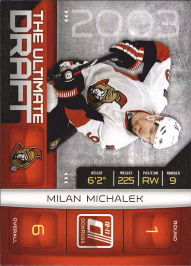 2010-11 Donruss The Ultimate Draft #5 Milan Michalek (10-182x7-SENATORS)