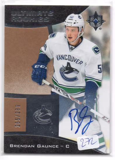 2015-16 Ultimate Collection #75 Brendan Gaunce AU RC (60-296x5-CANUCKS)