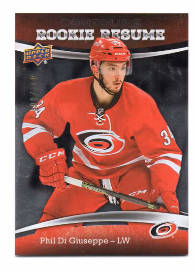 2015-16 Upper Deck Contours Rookie Resume #RR11 Phil Di Giuseppe (20-234x4-HURRICANES)