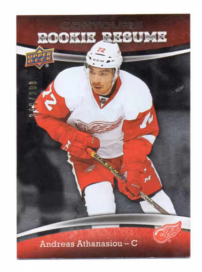 2015-16 Upper Deck Contours Rookie Resume #RR31 Andreas Athanasiou (40-210x9-RED WINGS)