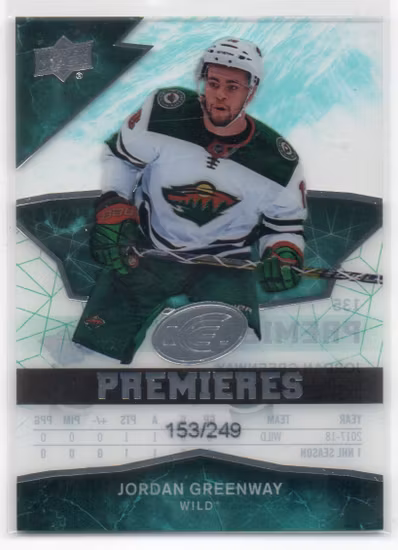 2018-19 Upper Deck Ice #135 Jordan Greenway RC (40-296x2-NHLWILD)