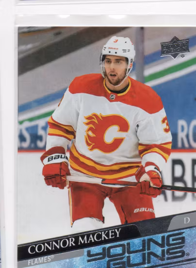 2020-21 Upper Deck #707 Connor Mackey YG RC (25-205x7-FLAMES)