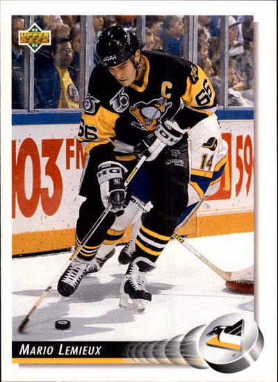 1992-93 Upper Deck #26 Mario Lemieux (10-306x4-PENGUINS) (2)