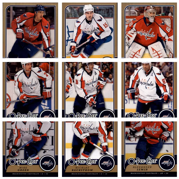 2008­-09 O-Pee-Chee WASHINGTON CAPITALS TEAM SET (14 cards) (50-335x5->335x9-CAPITALS)