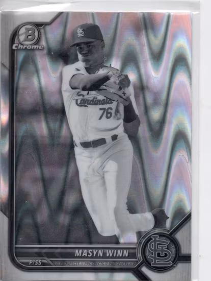 2022 Bowman Chrome Draft Black and White RayWave Refractors #BDC170 Masyn Winn (60-356x2-MLBCARDINALS)