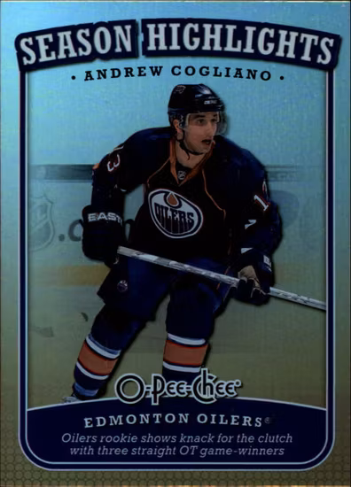 2008-09 O-Pee-Chee Season Highlights #SH3 Andrew Cogliano (10-415x7-OILERS)