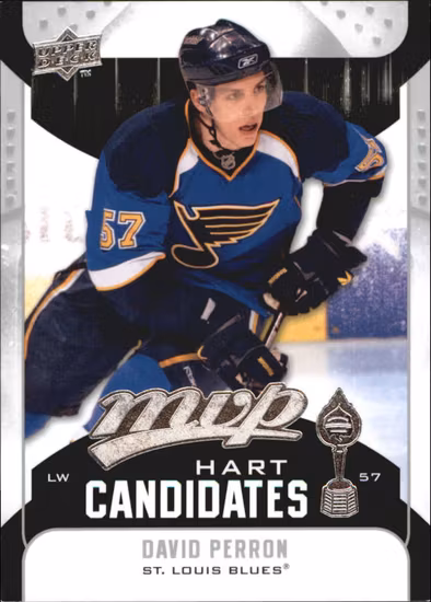 2009-10 Upper Deck MVP Hart Candidates #HC21 David Perron (10-366x2-BLUES) (2)