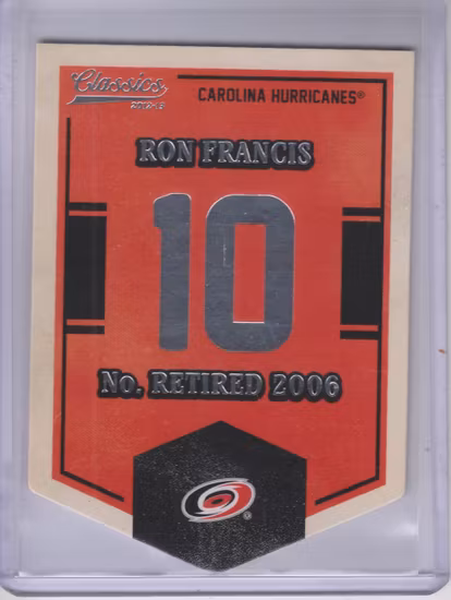 2012-13 Classics Signatures Banner Numbers #21 Ron Francis (25-379x9-HURRICANES)
