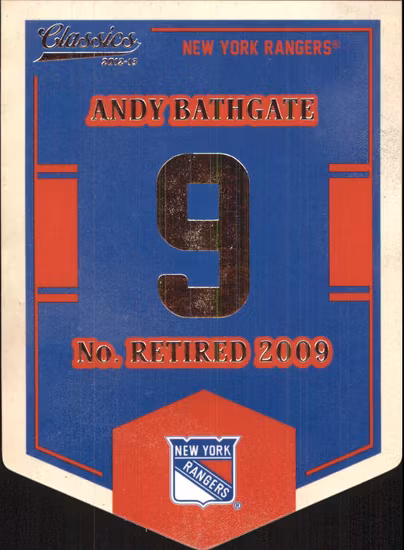 2012-13 Classics Signatures Banner Numbers #51 Andy Bathgate (20-379x3-RANGERS) (2)