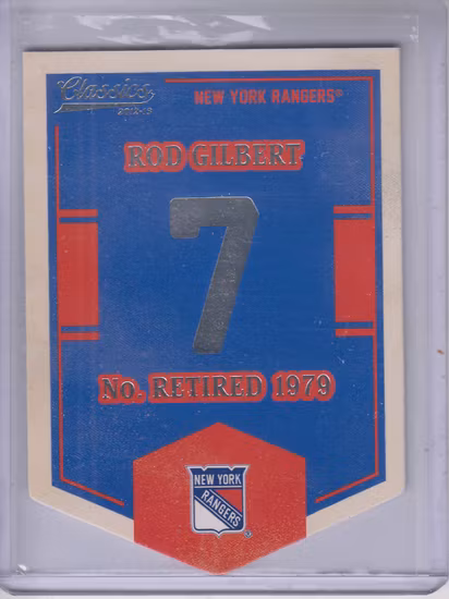 2012-13 Classics Signatures Banner Numbers #53 Rod Gilbert (20-379x2-RANGERS)