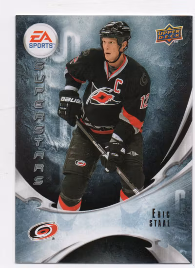 2010-11 Upper Deck EA Superstars #EA8 Eric Staal (15-423x3-HURRICANES)