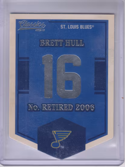 2012-13 Classics Signatures Banner Numbers #64 Brett Hull (40-378x5-BLUES)