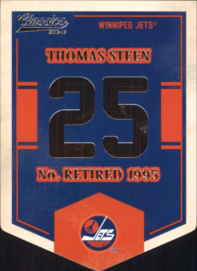 2012-13 Classics Signatures Banner Numbers #71 Thomas Steen (15-380x8-NHLJETS)