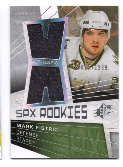 2008-09 SPx #135 Mark Fistric JSY RC (30-X21-NHLSTARS)