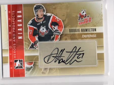 2011-12 ITG Heroes and Prospects Autographs #ADH Dougie Hamilton (150-X357-BRUINS)