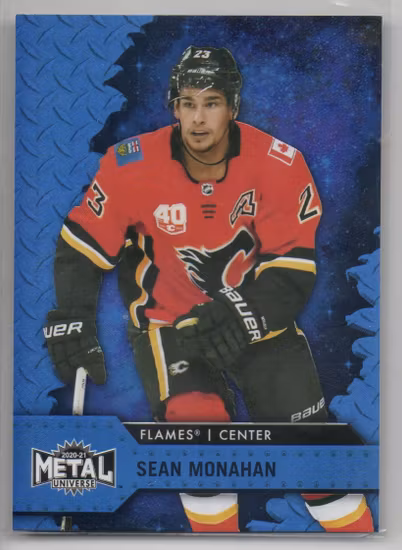 2020-21 Metal Universe Blue Spectrum #70 Sean Monahan (10-X338-FLAMES)