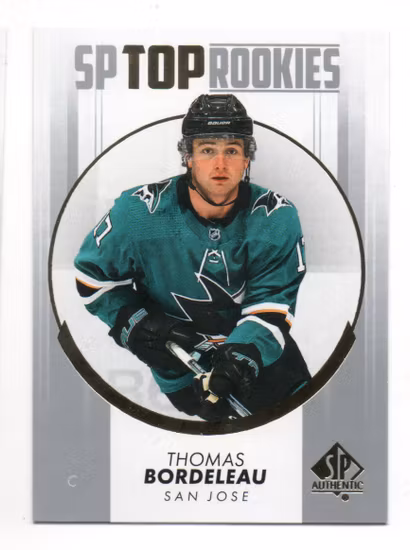 2022-23 SP Authentic Top Rookies #TR14 Thomas Bordeleau (10-X31-SHARKS)