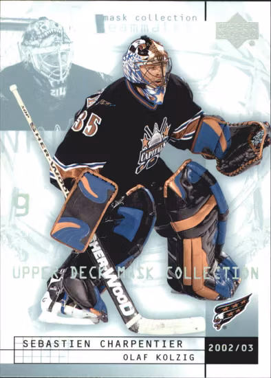 2002-03 UD Mask Collection #90 Sebastien Charpentier Olaf Kolzig (5-444x5-CAPITALS)