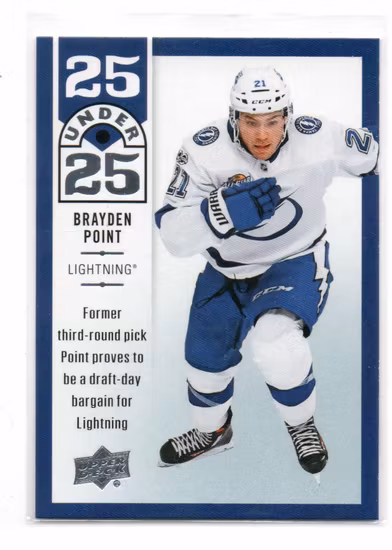 2018-19 Upper Deck 25 Under 25 #U2518 Brayden Point (10-X63-LIGHTNING)