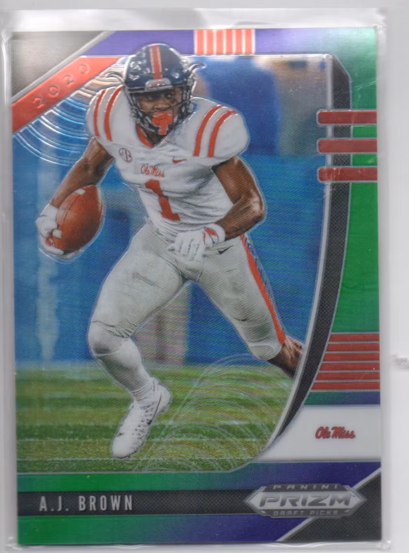2020 Panini Prizm Draft Picks Prizms Purple and Green #1 A.J. Brown (15-X212-NFLEAGLES)