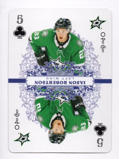 2022-23 O-Pee-Chee Playing Cards #5CLUBS Jason Robertson (30-446x7-NHLSTARS) (2)