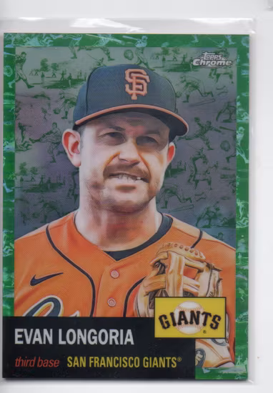 2022 Topps Chrome Platinum Anniversary Platinum Toile White Green Refractors #277 Evan Longoria (60-X186-MLBGIANTS)