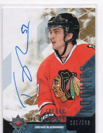 2014-15 Ultimate Collection #98 Trevor van Riemsdyk AU RC (60-A3-BLACKHAWKS)