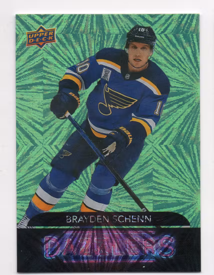 2020-21 Upper Deck Dazzlers Green #DZ87 Brayden Schenn (10-A15-BLUES)
