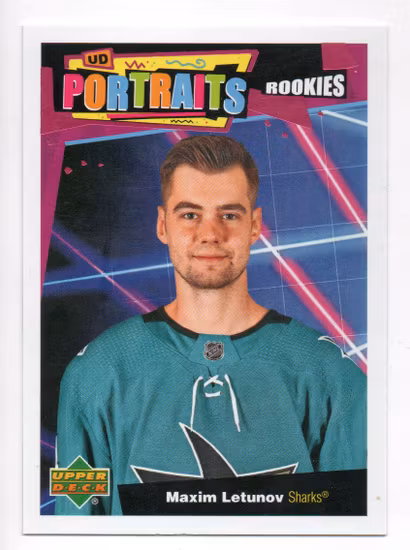 2020-21 Upper Deck UD Portraits #P91 Maxim Letunov (10-A7-SHARKS)