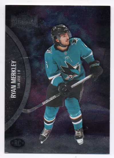 2021-22 Metal Universe #199 Ryan Merkley RC (10-A10-SHARKS)