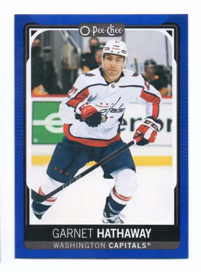 2021-22 O-Pee-Chee Blue #377 Garnet Hathaway (10-A15-CAPITALS)