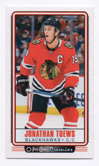 2021-22 O-Pee-Chee OPC Premier Tallboys #P3 Jonathan Toews (12-B15-BLACKHAWKS) (2)