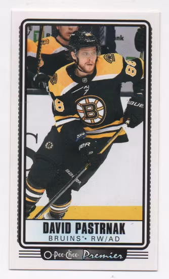 2021-22 O-Pee-Chee OPC Premier Tallboys #P20 David Pastrnak (20-A5-BRUINS)