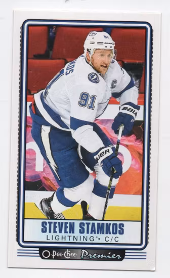 2021-22 O-Pee-Chee OPC Premier Tallboys #P28 Steven Stamkos (15-A5-LIGHTNING)
