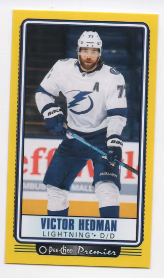 2021-22 O-Pee-Chee OPC Premier Tallboys Yellow #P21 Victor Hedman (20-A10-LIGHTNING)