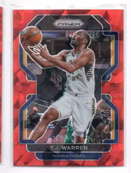 2021-22 Panini Prizm Prizms Red Ice #90 T.J. Warren (15-B5-NBAPACERS)