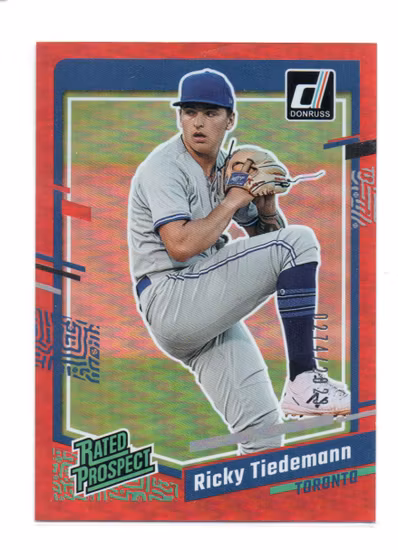 2023 Donruss Retro Variations Holo Red #249 Ricky Tiedemann (20-B9-MLBBLUEJAYS) (2)