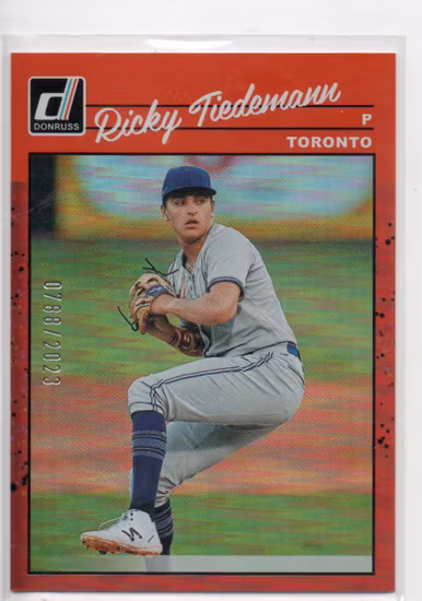 2023 Donruss Retro Variations Holo Red #249 Ricky Tiedemann (20-B9-MLBBLUEJAYS)