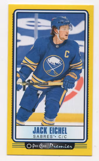 2021-22 O-Pee-Chee OPC Premier Tallboys Yellow #P29 Jack Eichel (15-B4-SABRES)