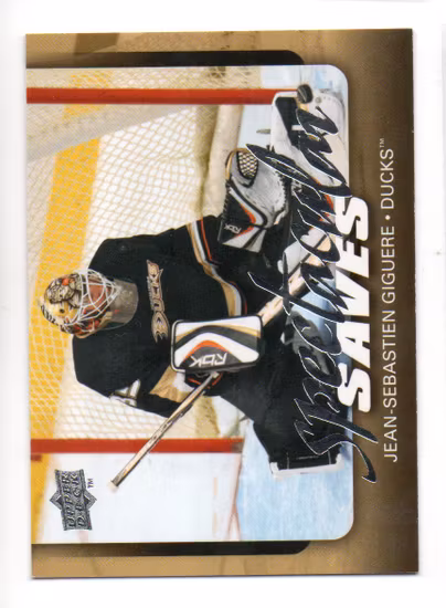 2008-09 Upper Deck Spectacular Saves #SAVE4 Jean-Sebastien Giguere (12-B7-DUCKS)