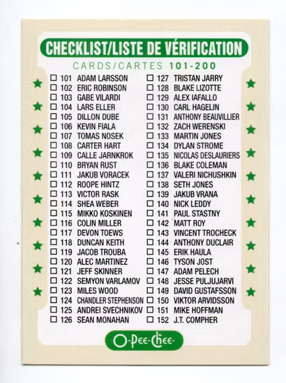 2021-22 O-Pee-Chee Retro #200 Checklist (5-B12-OTHERS)