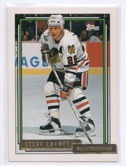 1992-93 Topps Gold #497 Steve Larmer (10-C10-BLACKHAWKS)