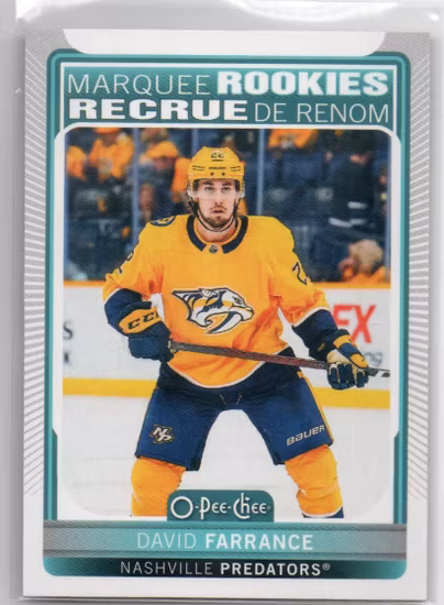 2021-22 O-Pee-Chee #529 David Farrance RC (10-C9-PREDATORS)