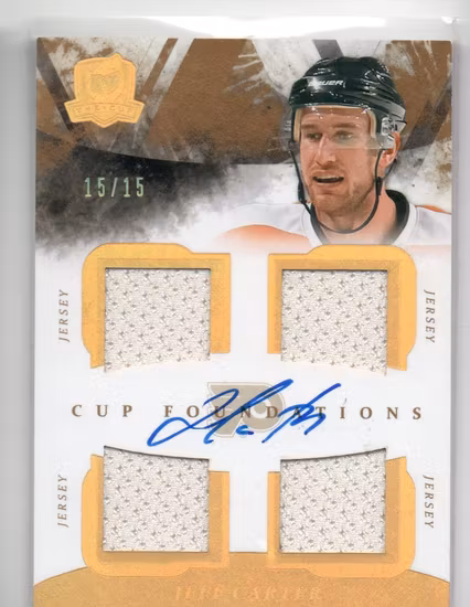 2010-11 The Cup Foundations Jerseys Autographs #CFJC Jeff Carter (400-C1-FLYERS)
