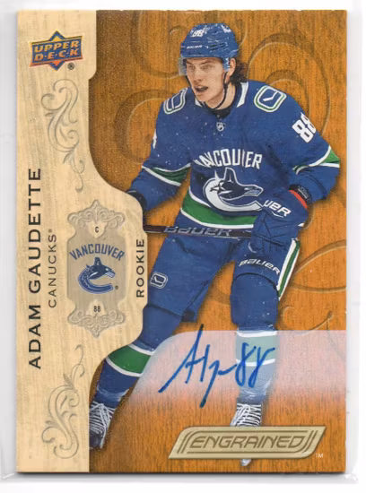 2018-19 Upper Deck Engrained Autographs #99 Adam Gaudette A (100-C7-CANUCKS)