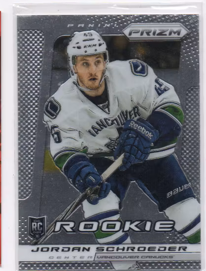 2013-14 Panini Prizm #292 Jordan Schroeder RC (10-Q1-CANUCKS)