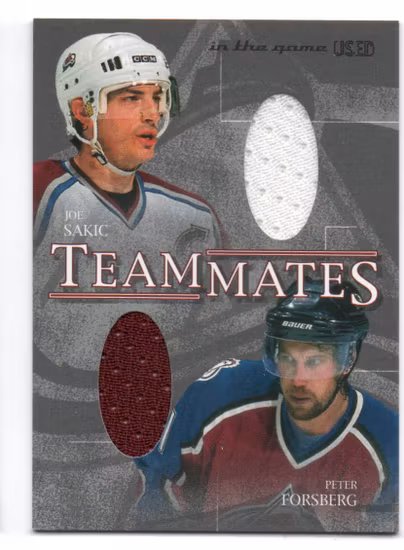 2003-04 ITG Used Signature Series Teammates #7 Joe Sakic Peter Forsberg (250-Q12-AVALANCHE)