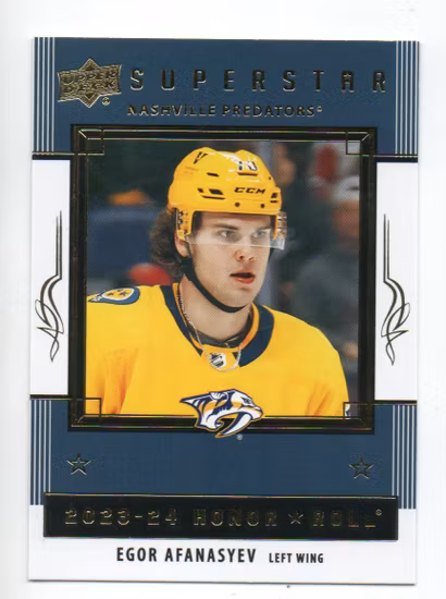 2023-24 Upper Deck Honor Roll #HR66 Egor Afanasyev (10-Q15-PREDATORS)