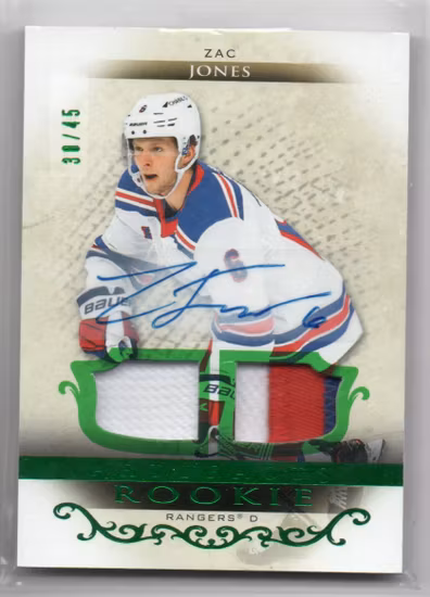 2021-22 Artifacts Material Autographs Emerald #179 Zac Jones (300-C1-RANGERS)